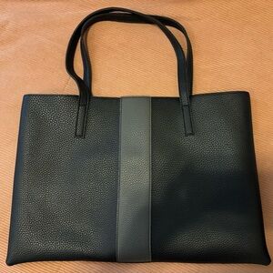 Vince Camuto Medium Black Textured Leather with Grey Leather Accent Tote